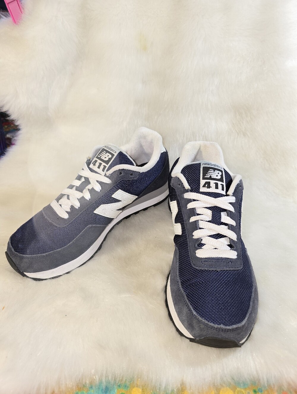 New Balance 411 Women's Navy & Gray & White Classic Walking Shoes - Picture 3 of 11